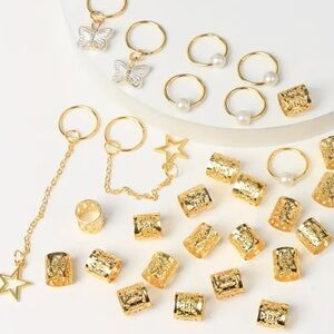 Gold color hair clips and charms